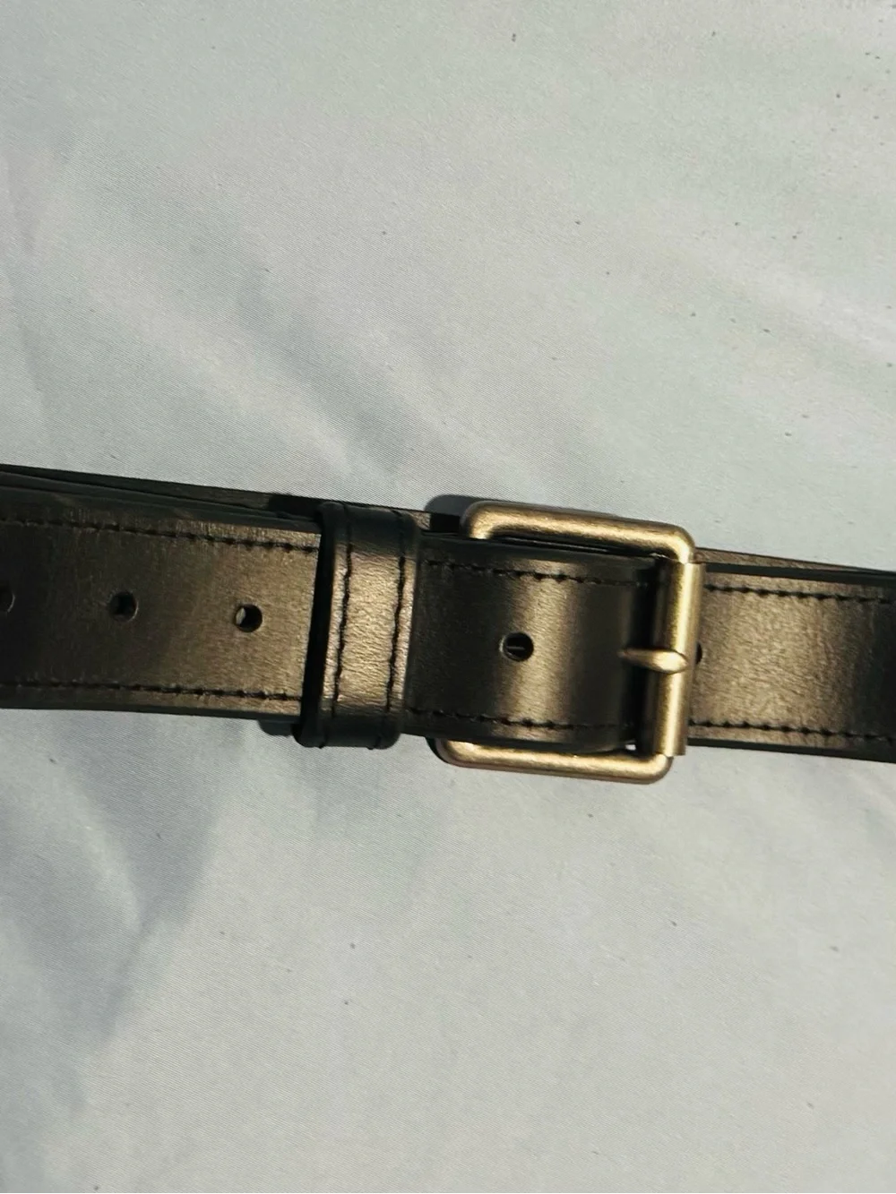 Black Leather Men's Belt with Metal Buckle Size 42-44